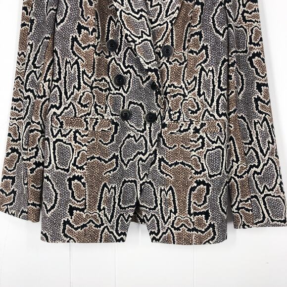 Cabi Knit Blazer Jacket Double Breasted Snake Print Career Size 4 Tan Gray Multi - Picture 6 of 16